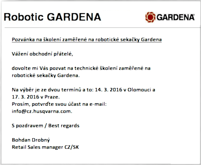 Zelené údolí a školení robotických sekaček Gardena